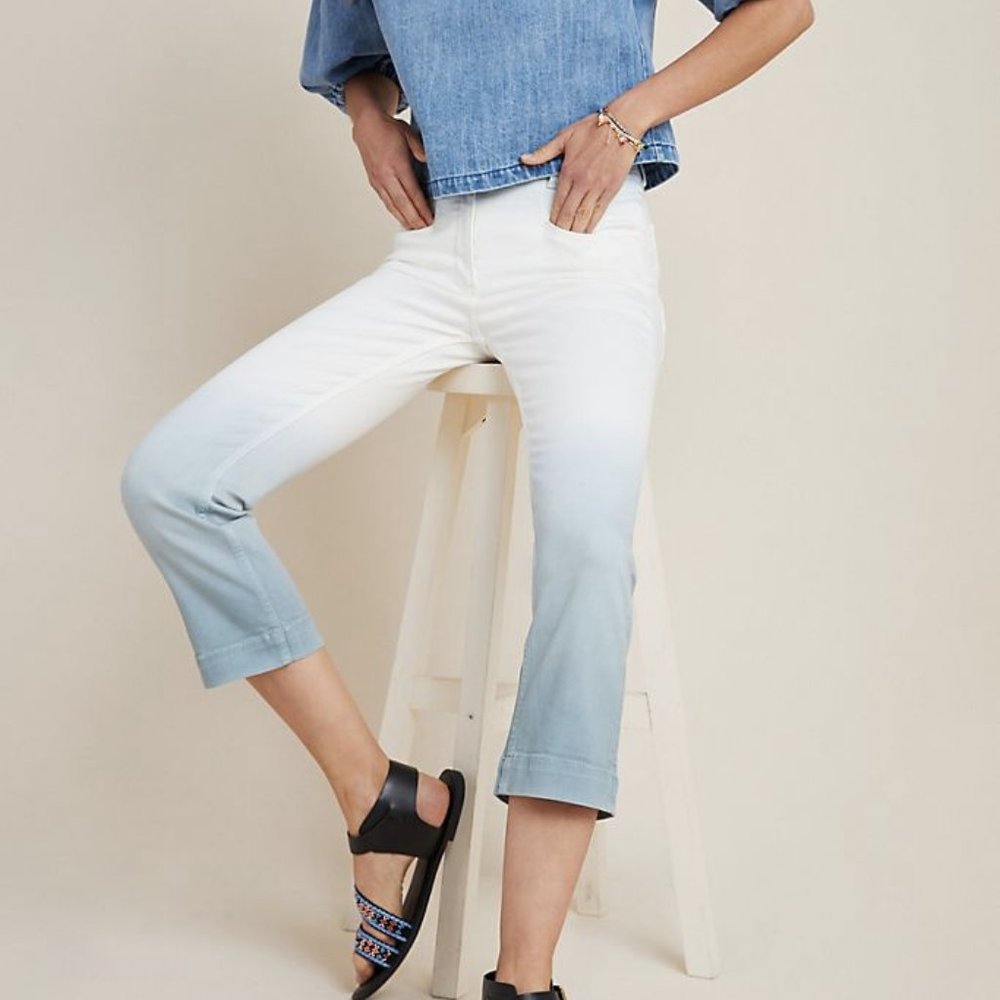 NWT Anthropologie Blue/White Tie Dye Cropped Jeans
